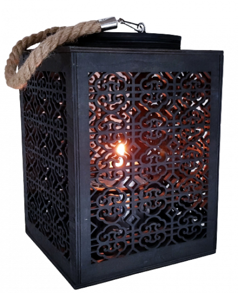 Holzlaterne "Marokko", schwarz mit einem Glaseinsatz - 1
