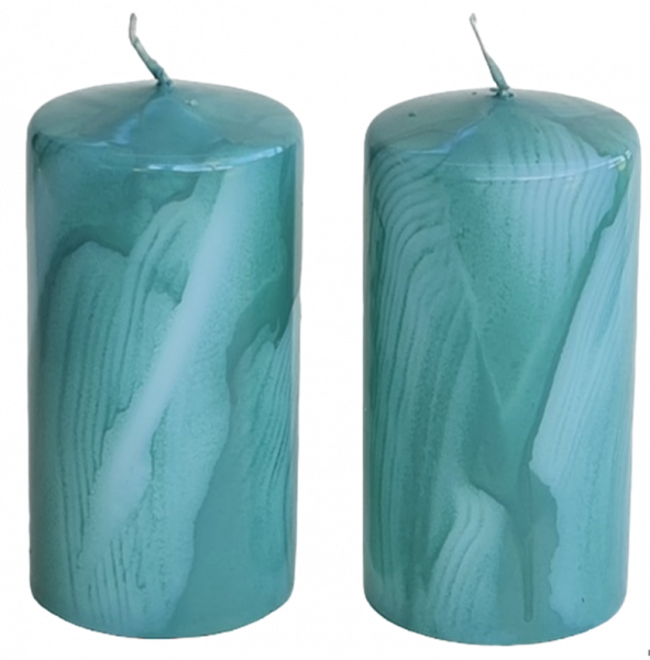 Marmorierte Kerze, 130 x 70, salbeigrün - 1