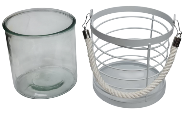 Maritimes Windlicht aus Metall mit Glaseinsatz, 16 cm - 5 Maritimes Windlicht aus Metall mit Glaseinsatz, 16 cm - 5
