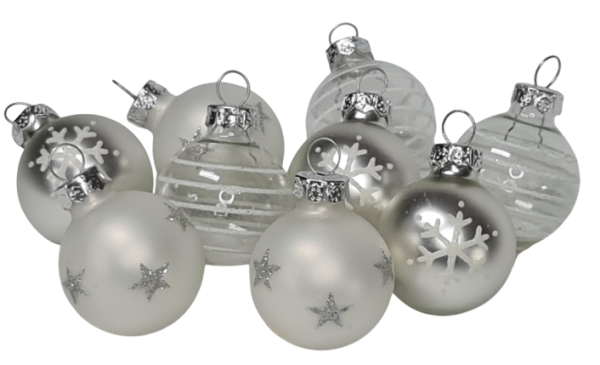 Mini-Weihnachtskugeln in Silber & Weiß (9er Set, Ø 3 cm) - 1 Mini-Weihnachtskugeln in Silber & Weiß (9er Set, Ø 3 cm) - 1