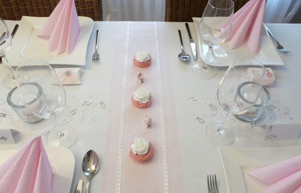 Rose im Sisalnest rosa oder blau für Ihre babyshower oder babyparty 3