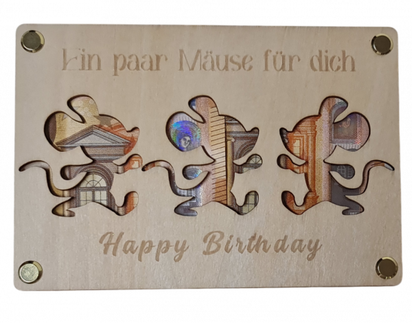 Geldgeschenk zum Geburtstag, Geldbox "Mäuse" - 1 Geldgeschenk zum Geburtstag, Geldbox "Mäuse" - 1