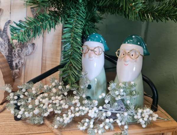 Keramik-Figur Nikolaus mit einer Brille aus Draht, 17 cm - 5 Keramik-Figur Nikolaus mit einer Brille aus Draht, 17 cm - 5