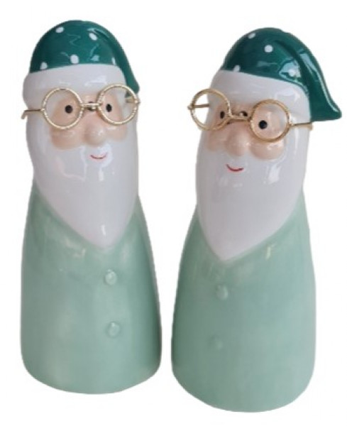 Keramik-Figur Nikolaus mit einer Brille aus Draht, 17 cm - 1 Keramik-Figur Nikolaus mit einer Brille aus Draht, 17 cm - 1