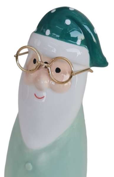 Keramik-Figur Nikolaus mit einer Brille aus Draht, 17 cm - 2