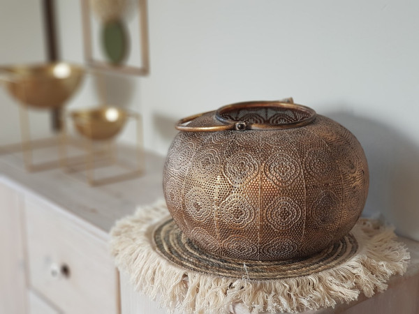 Platzdeckchen in der Farbe Blau/Natur mit Fransen im Boho-Style - 7