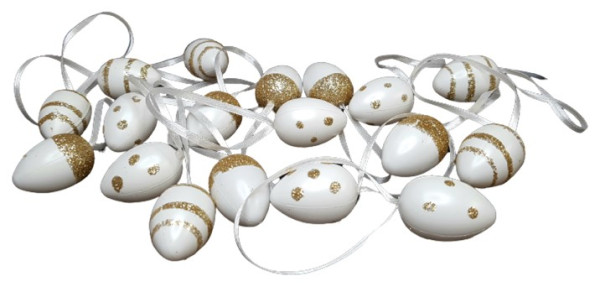 Ostereier in der Farbe Weiß mit Glitzermotiven in Gold - 1