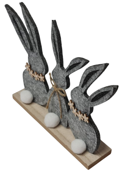 Hasengruppe aus Filz, grau, 21 cm - 2 Hasengruppe aus Filz, grau, 21 cm - 2