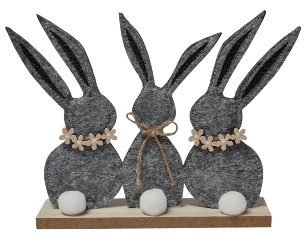 Hasengruppe aus Filz, grau, 21 cm - 1 Hasengruppe aus Filz, grau, 21 cm - 1