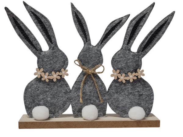 Hasengruppe aus Filz, grau, 21 cm - 3 Hasengruppe aus Filz, grau, 21 cm - 3