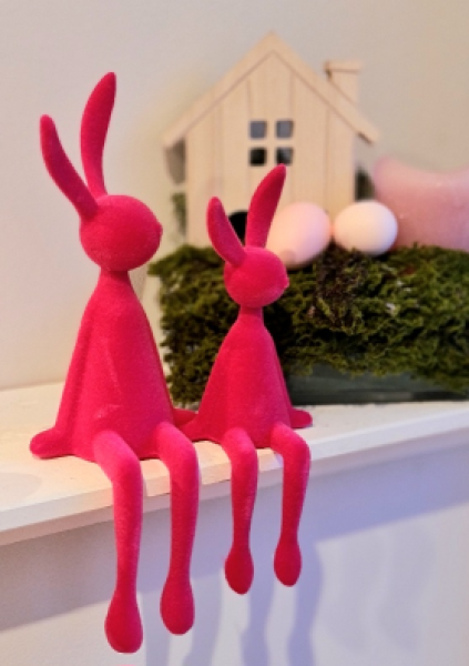 Sitzender Osterhase – Beflockte Dekofigur in 4 Farben - 3