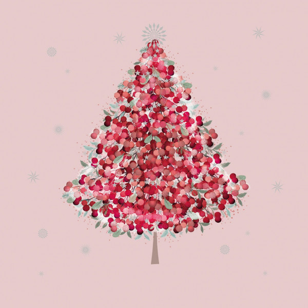 Weihnachtsservietten "Christmas Tree in Rosé" - 1