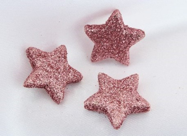 Weihnachtsdeko - 20 glitzernde Streusterne in Altrosa -   B 2