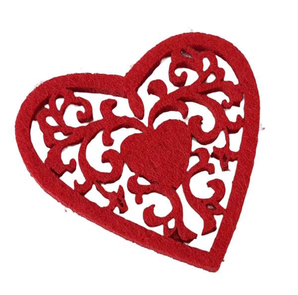Streudekoration - 24 rote Herzen mit dem Schriftzug "Love" - 1