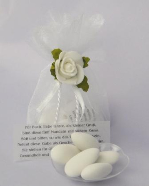 Gastgeschenk Organzasäckchen mit einer Rose 4 Gastgeschenk Organzasäckchen mit einer Rose 4