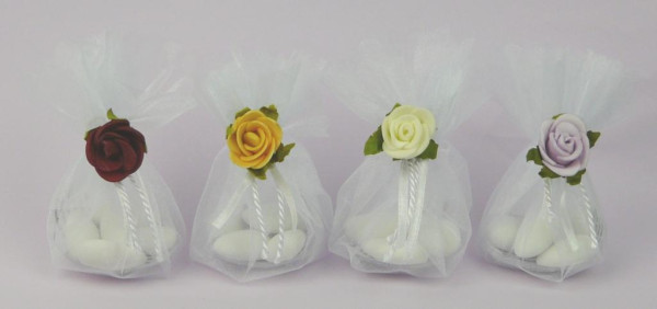 Gastgeschenk Organzasäckchen mit einer Rose 5 Gastgeschenk Organzasäckchen mit einer Rose 5