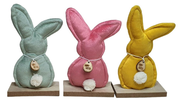weicher Osterhase aus Samt in 3 Farben, Hase als Osterdeko.- 1
