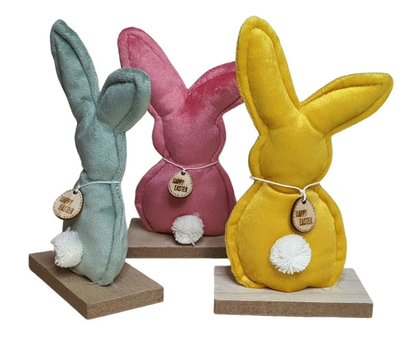 weicher Osterhase aus Samt in 3 Farben, Hase als Osterdeko.- 2