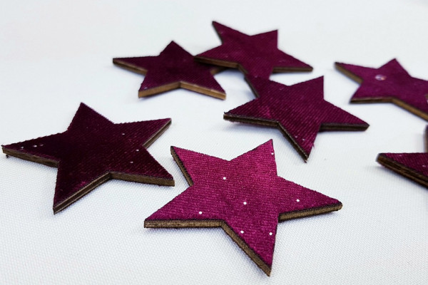 Samtsterne mit Glitzerpunkten "Velvet" in der Farbe Bordeaux - 3