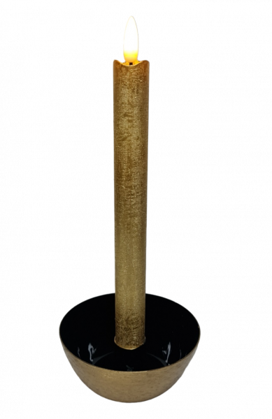 Kerzenhalter-Schale aus Metall - schwarz/gold - 2 Kerzenhalter-Schale aus Metall - schwarz/gold - 2