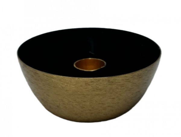 Kerzenhalter-Schale aus Metall - schwarz/gold - 3