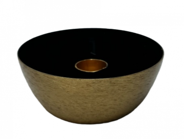 Kerzenhalter-Schale aus Metall - schwarz/gold - 3 Kerzenhalter-Schale aus Metall - schwarz/gold - 3