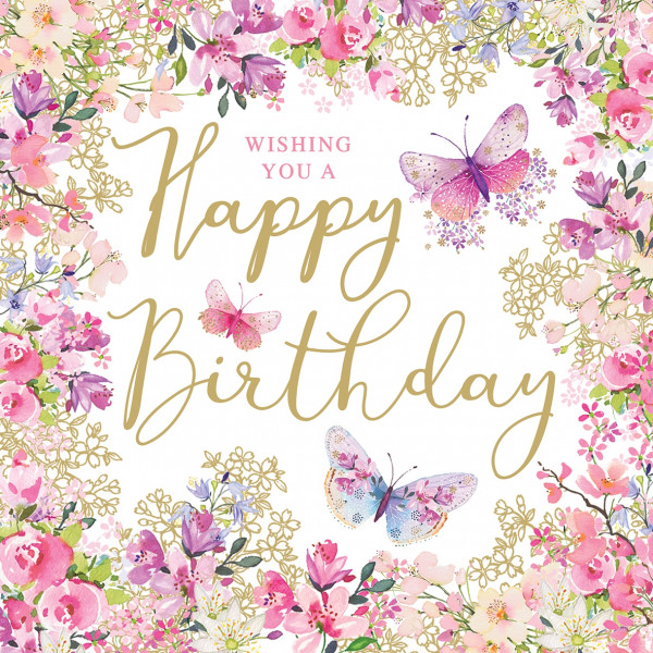 Servietten "Happy Birthday Wishes" Geburtstagsservietten mit Blumen Servietten "Happy Birthday Wishes" Geburtstagsservietten mit Blumen
