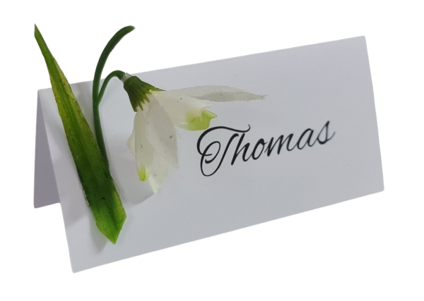 Tischkarte mit Schneeglöckchen