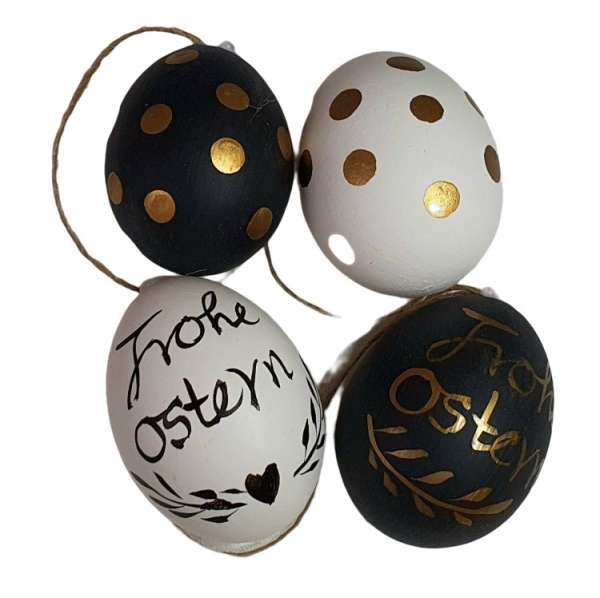 4 Ostereier in der Farbe Schwarz/Gold - 2