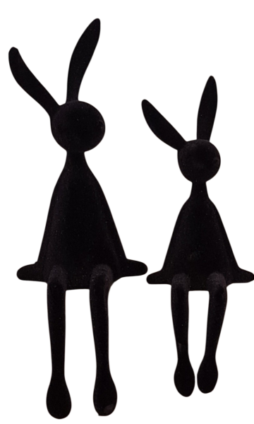 Sitzender Osterhase – Beflockte Dekofigur in 4 Farben - 1