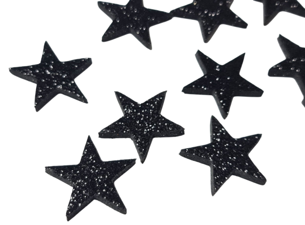 Weihnachtsdeko - 24 schwarze Glitzersterne zum Streuen in 3 Größen- 1