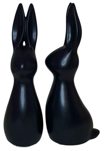 Keramik Hase "Findus", 29 cm - Blickfang für Ihre Osterdeko in Schwarz - 1