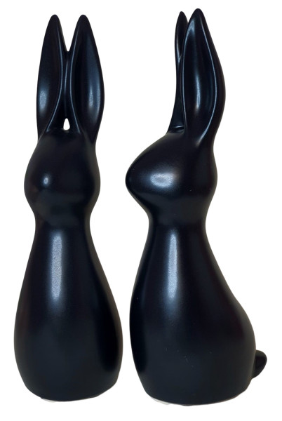Keramik Hase "Findus", 29 cm - Blickfang für Ihre Osterdeko in Schwarz - 3