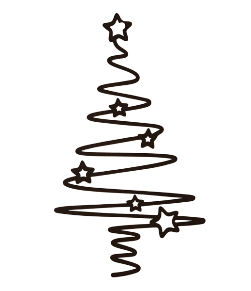 Schwarzer Metall-Tannenbaum mit kleinen Sternen als moderne Weihnachtsdekoration an einer weißen Wand.