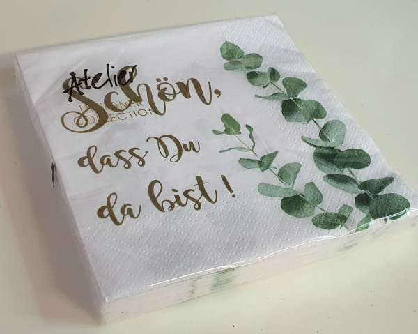 Servietten "Schön, dass du da bist" mit Eukalyptus - 2