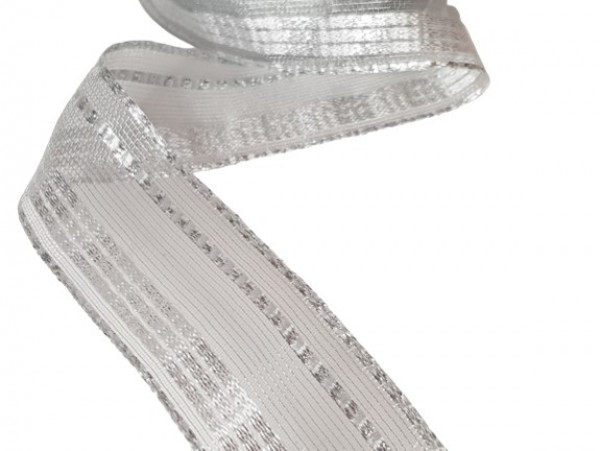 Tischband. 5 m Band mit Drahtkante, silber. Silberhochzeit, Hochzeit 2 Tischband. 5 m Band mit Drahtkante, silber. Silberhochzeit, Hochzeit 2