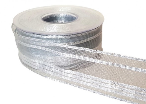 Tischband. 5 m Band mit Drahtkante, silber. Silberhochzeit, Hochzeit 3 Tischband. 5 m Band mit Drahtkante, silber. Silberhochzeit, Hochzeit 3