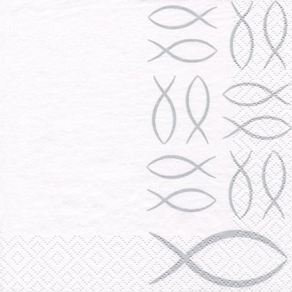 Serviette  mit Fischsymbolen in der Farbe Silber Religious grey