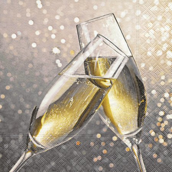Servietten: zwei Champagnergläser. Tischdeko-online