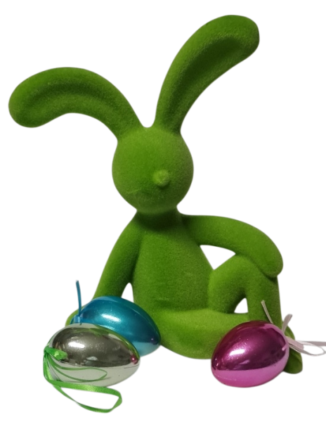 Moderner Osterhase in Grau aus Kunststoff, dekorativ und zeitlos