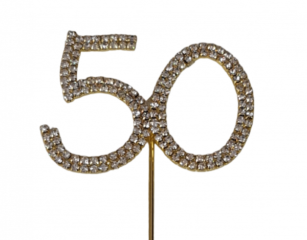 Kleiner Stecker "50" mit Strass
