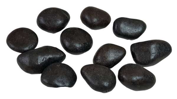 10 echte schwarze Kieselsteine