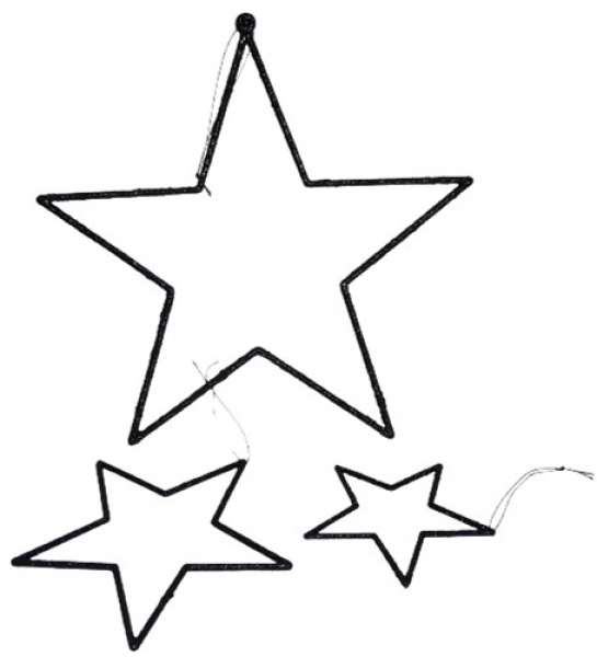 Schwarzer Glitzerstern in verschiedenen Größen Schwarzer Glitzerstern in verschiedenen Größen