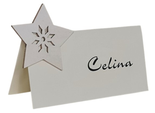 Weihnachtstischkarte mit einem weißen Stern