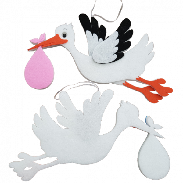 Hänger "großer Storch" 42 cm, Junge - 3 Hänger "großer Storch" 42 cm, Junge - 3