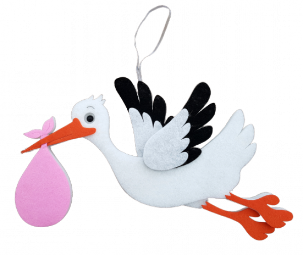 Hänger "großer Storch" 42 cm, Mädchen - 1 Hänger "großer Storch" 42 cm, Mädchen - 1