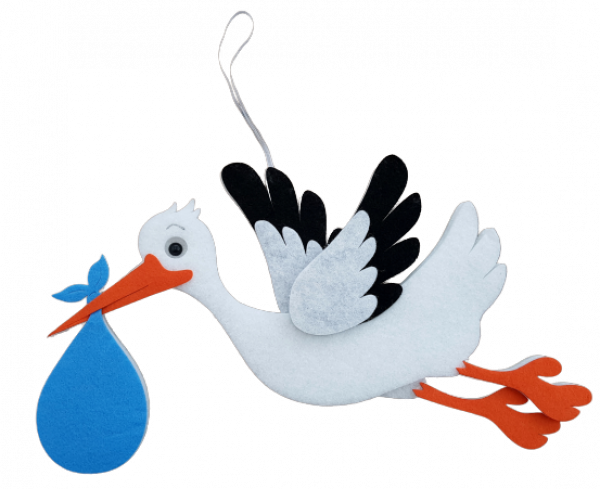 Hänger "großer Storch" 42 cm, Junge - 1 Hänger "großer Storch" 42 cm, Junge - 1