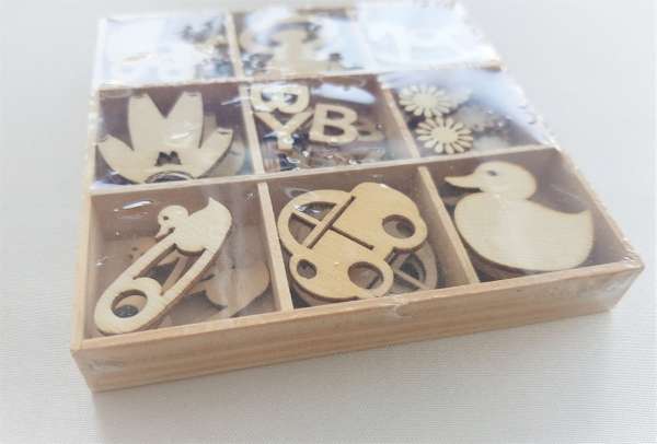 Holzbox mit Streuteilen "Baby" - 45 Stück - 3
