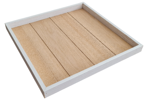 Quadratisches Tablett aus Holz – Weiß & Natur - 5 Quadratisches Tablett aus Holz – Weiß & Natur - 5