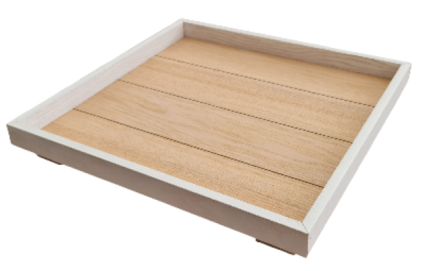 Quadratisches Tablett aus Holz – Weiß & Natur - 1 Quadratisches Tablett aus Holz – Weiß & Natur - 1